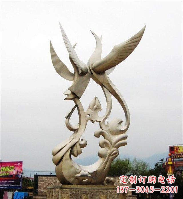 威海不锈钢凤凰雕塑传承古代美学