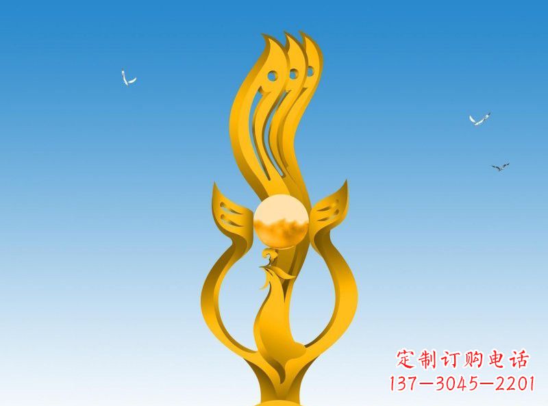 威海不锈钢凤凰雕塑灿烂外形,精美艺术