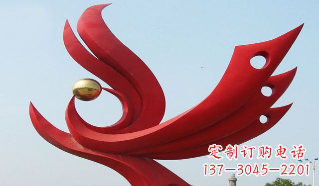 威海不锈钢凤凰雕塑象征着美丽与智慧