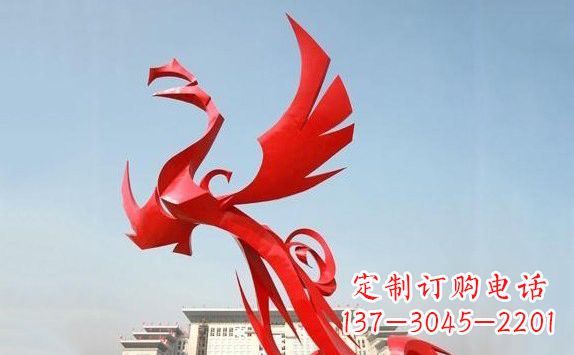 威海不锈钢凤凰展翅雕塑精致的艺术品