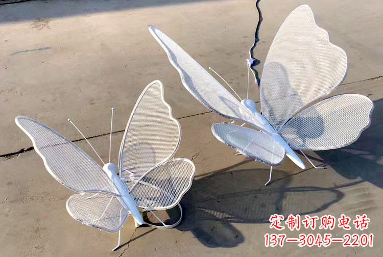 威海不锈钢钢丝网格蝴蝶雕塑——灯光下的灵动之美