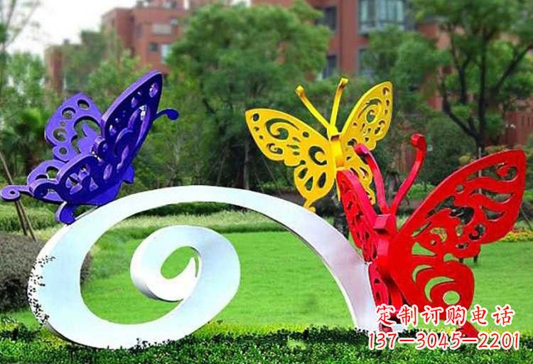 威海彩色蝴蝶雕塑,点亮不锈钢公园