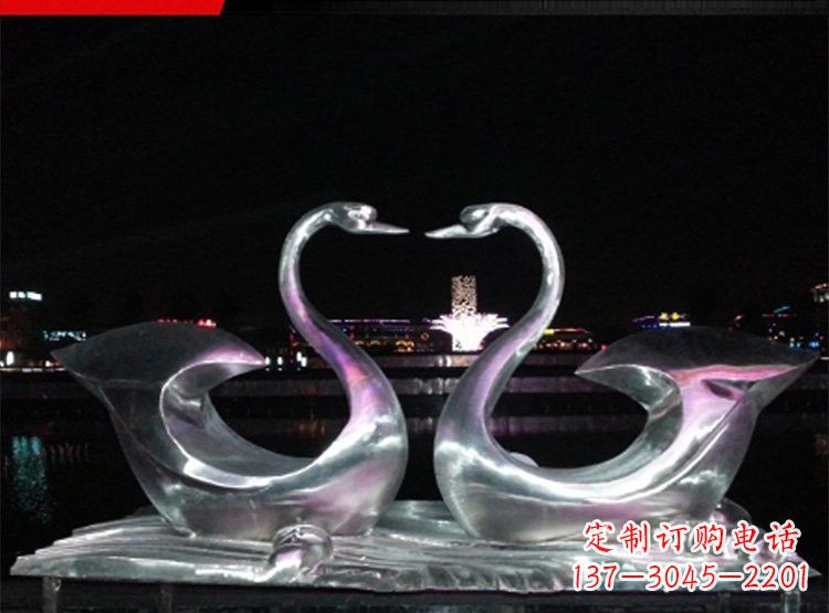 威海不锈钢天鹅雕塑美化公园