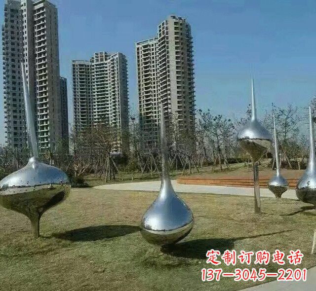 威海不锈钢陀螺雕塑精美装饰公园环境