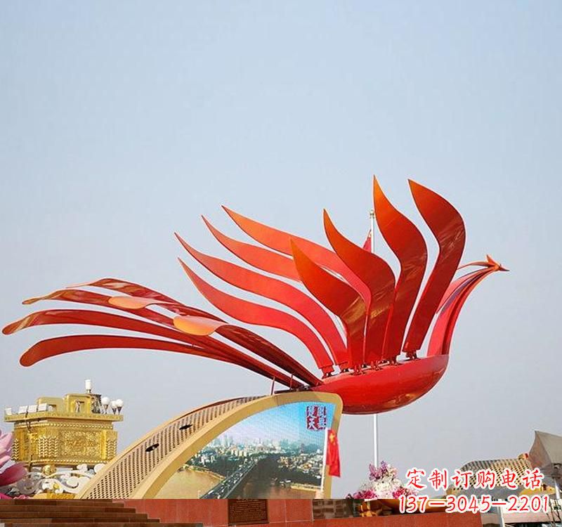 威海不锈钢凤凰雕塑——美丽的象征