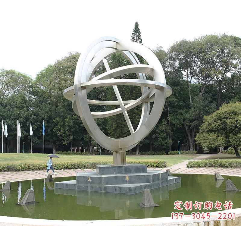 威海不锈钢地球仪雕塑把地球放在手中