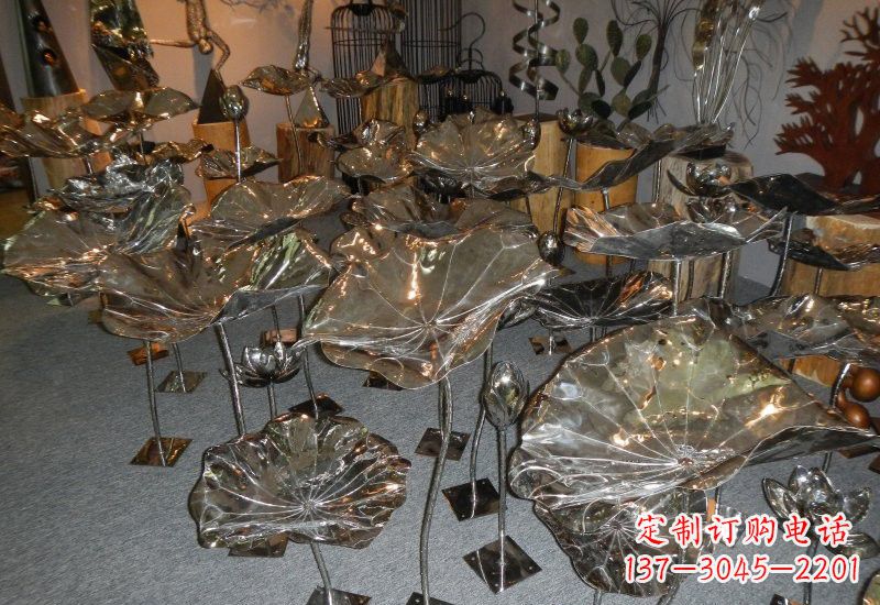 威海不锈钢荷叶雕塑——缔造美丽公园