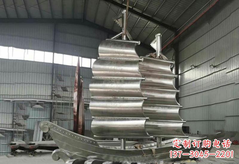 威海不锈钢帆船雕塑美丽的海洋艺术