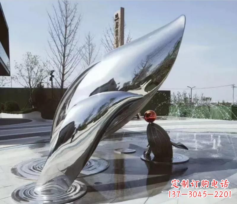 威海精美不锈钢海豚雕塑