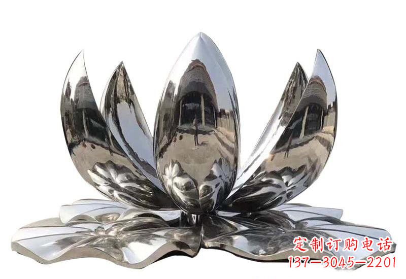 威海不锈钢公园镜面莲花雕塑光彩夺目