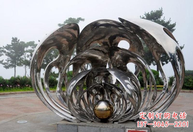 威海不锈钢贝壳雕塑海洋风情的精美礼赞