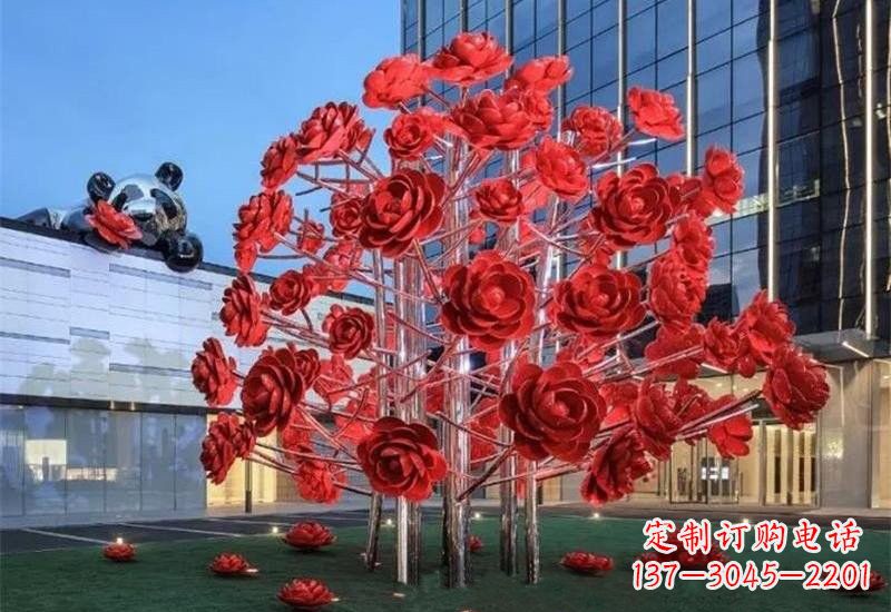 威海不锈钢公园玫瑰花树雕塑——让玫瑰长驻公园