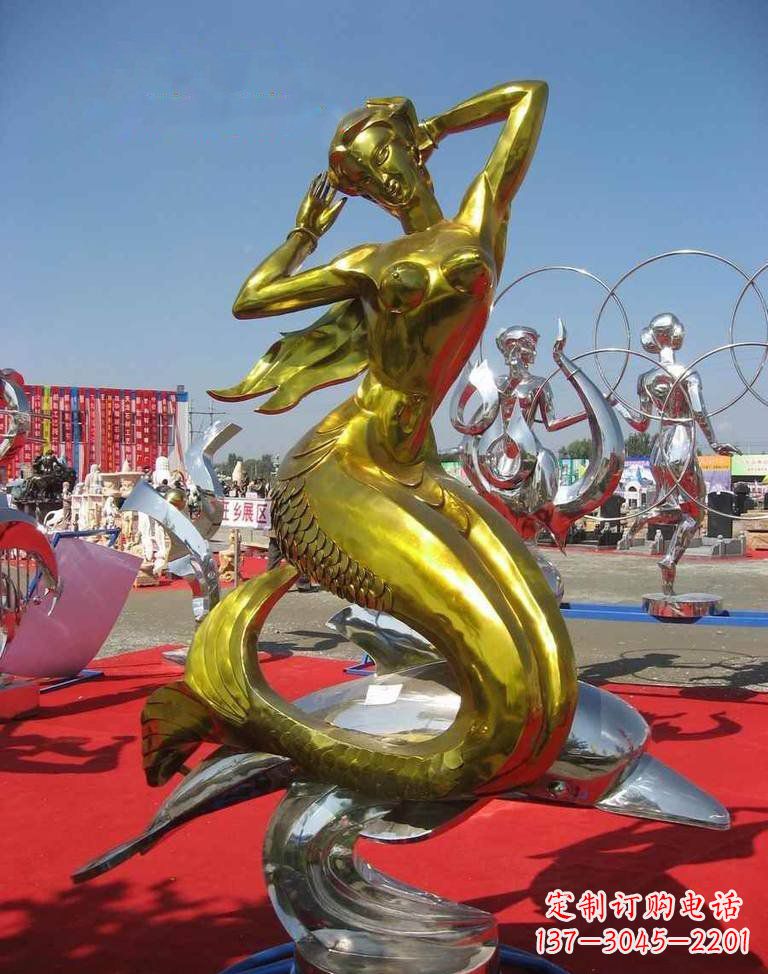 威海不锈钢美人鱼雕塑——美丽的象征