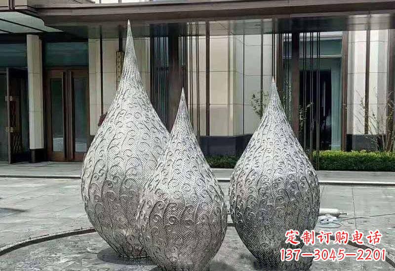 威海不锈钢镂空水滴雕塑精致美观