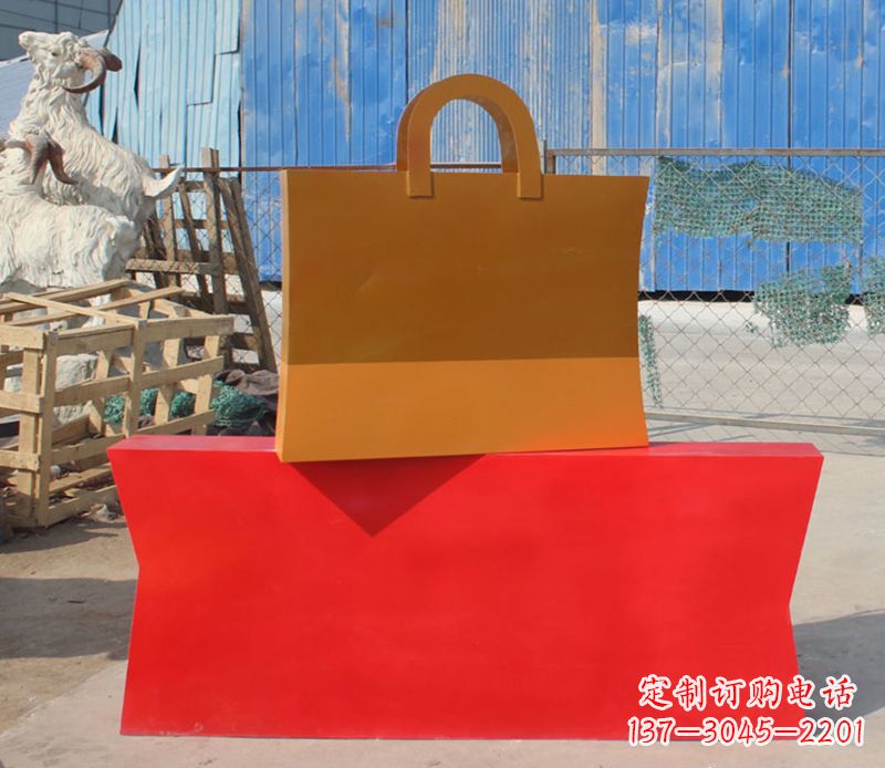 威海不锈钢购物袋雕塑 (2)