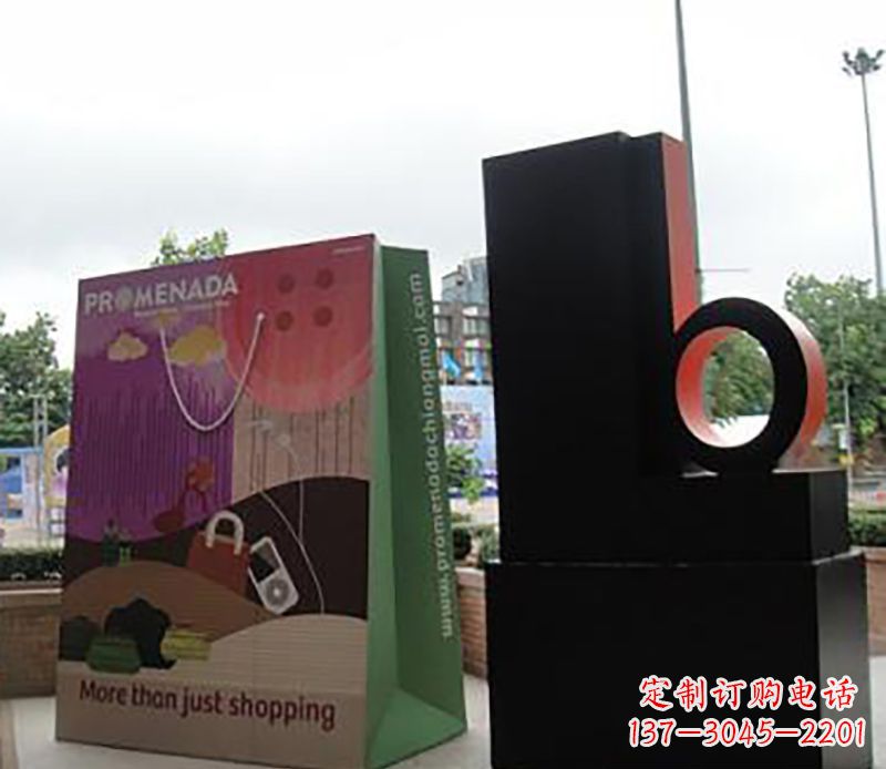 威海不锈钢购物袋公园雕塑