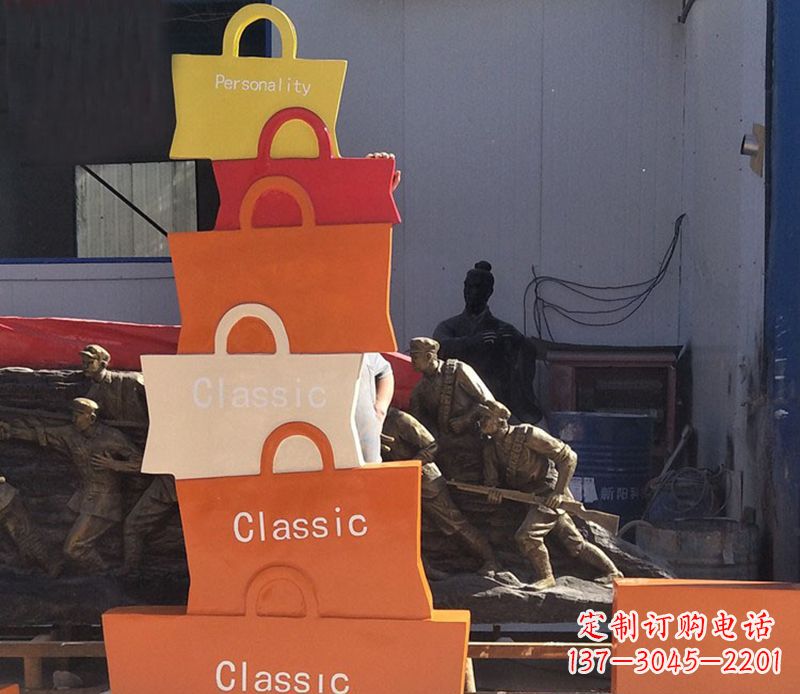 威海不锈钢购物袋雕塑2