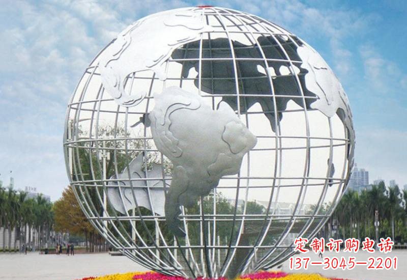 威海不锈钢地球雕塑象征着和平与友谊