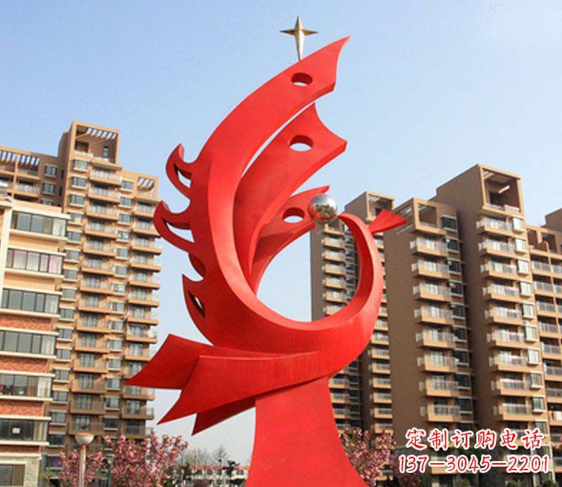 威海凤凰雕塑不锈钢广场的精美景观