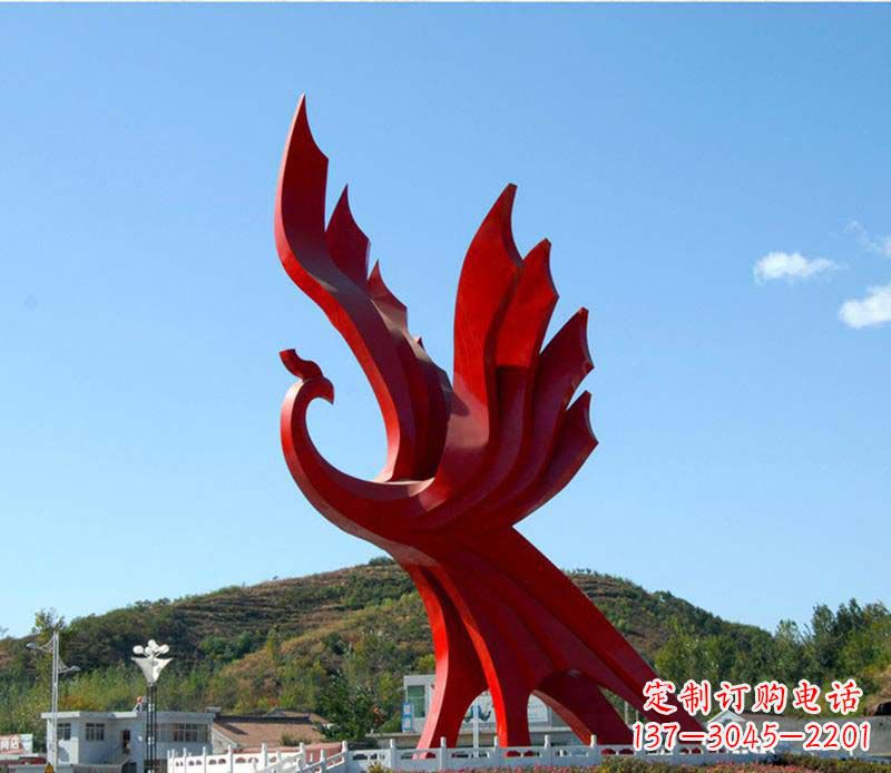 威海不锈钢广场凤凰雕塑1