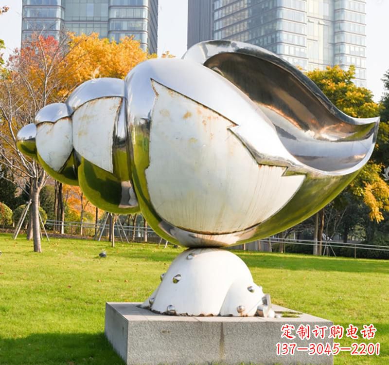 威海不锈钢海螺雕塑一种独特的艺术形式