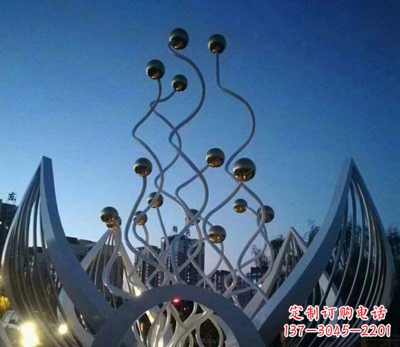 威海不锈钢荷花雕塑美丽的象征