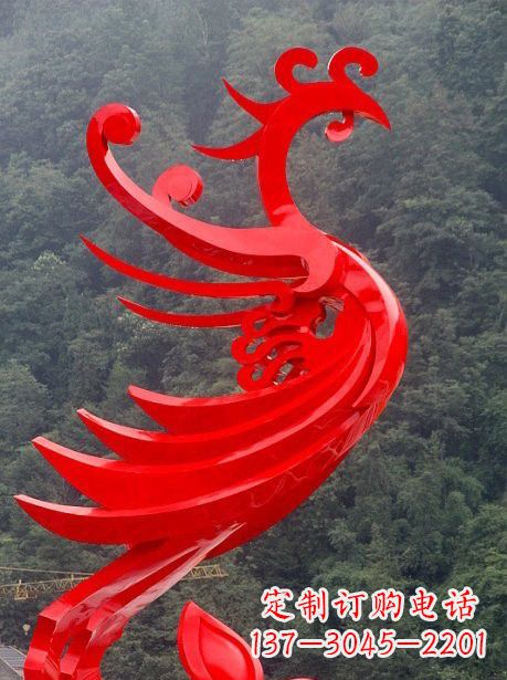 威海不锈钢广场红色凤凰雕塑