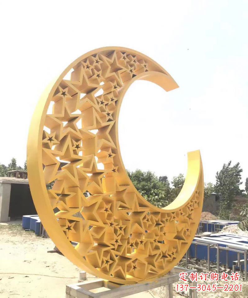 威海不锈钢广场景观五星月亮雕塑1