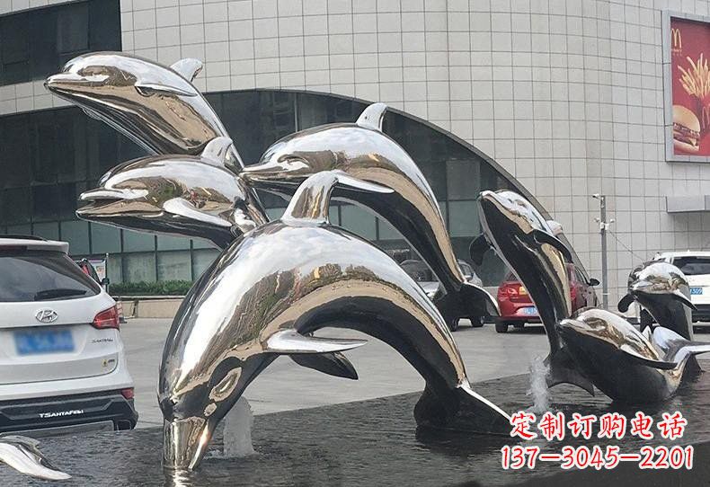 威海不锈钢海豚雕塑——精美绝伦