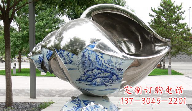威海不锈钢海螺景观雕塑美轮美奂