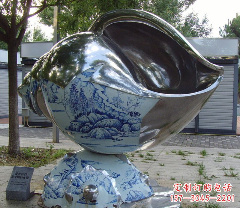 威海不锈钢海螺雕塑精致美观的艺术品