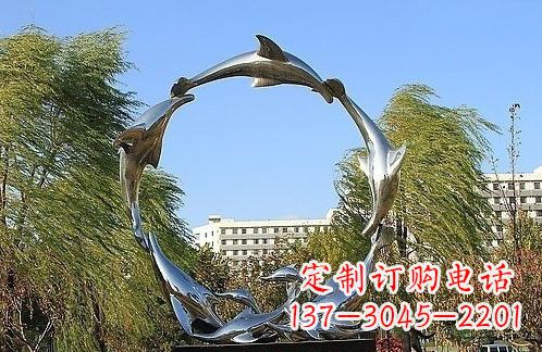 威海不锈钢海豚雕塑美的化身
