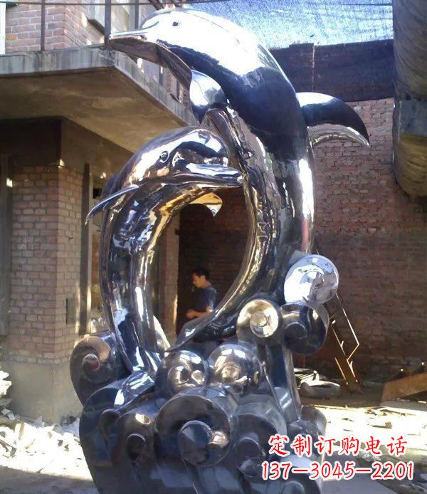 威海不锈钢海豚美观动态的雕塑