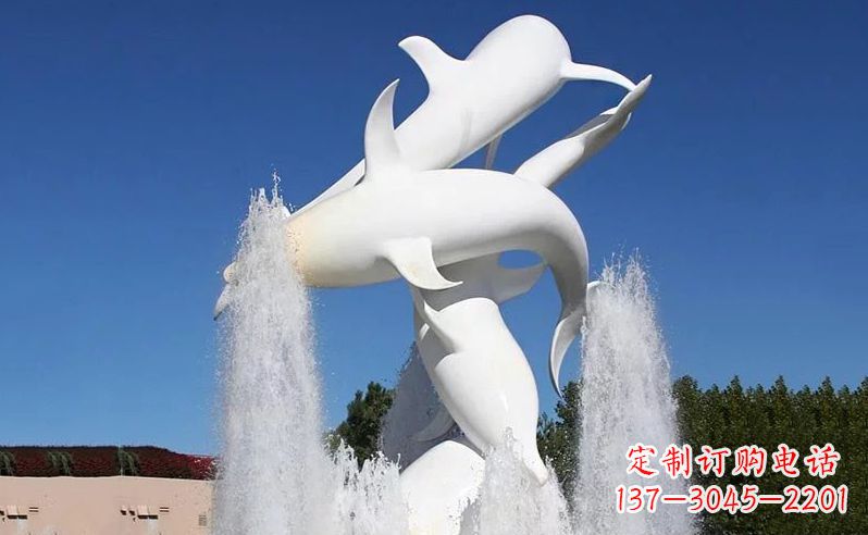 威海不锈钢海豚喷泉雕塑 (3)