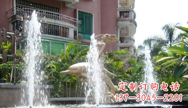威海不锈钢海豚喷泉雕塑精美的海洋艺术
