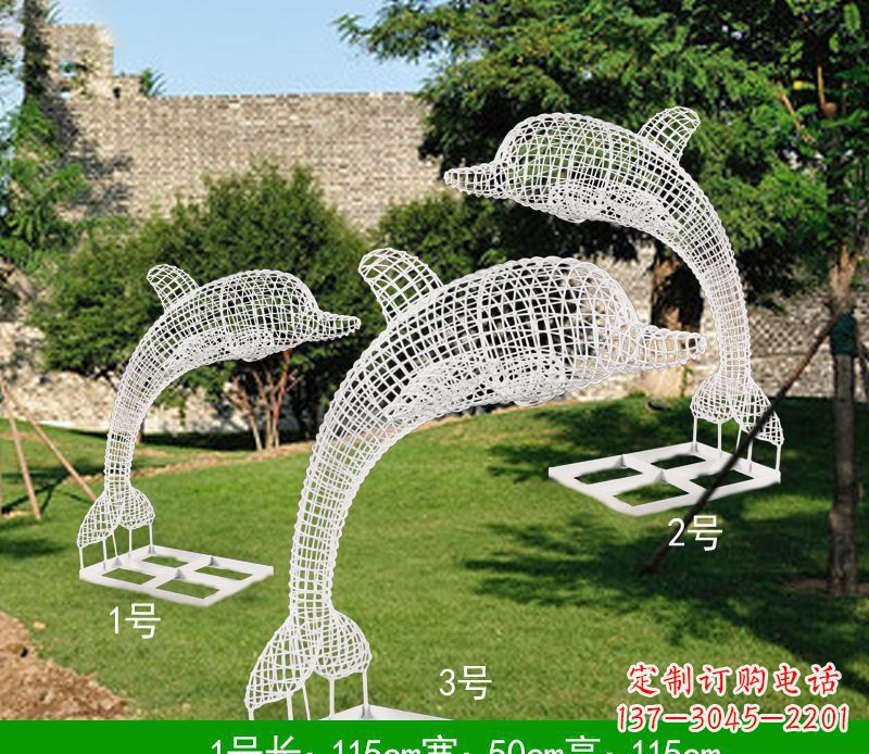 威海不锈钢海豚组合雕塑精美的艺术品