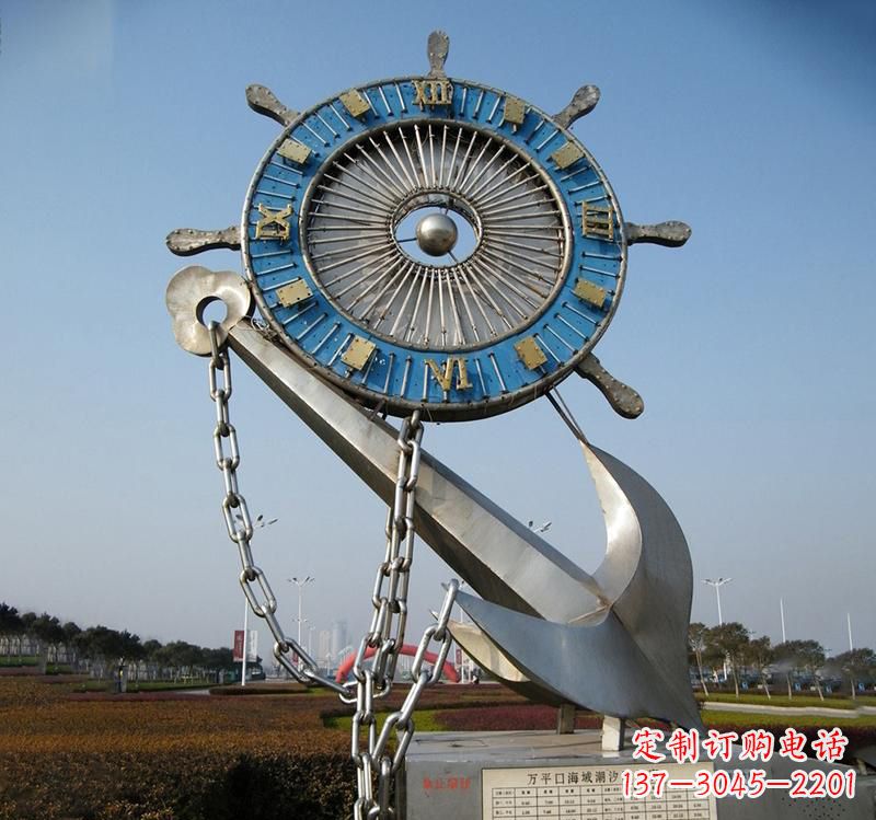威海不锈钢海洋船舵雕塑海洋之美的象征