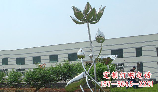 威海不锈钢荷花雕塑 (2)