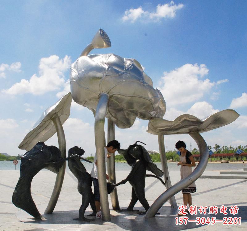 威海荷花之美——不锈钢荷花广场雕塑