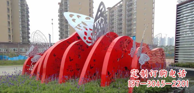 威海不锈钢蝴蝶小区景观雕塑美丽的蝴蝶展翅