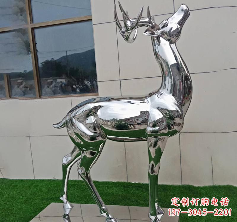 威海不锈钢户外动物鹿雕塑精致大气的艺术品