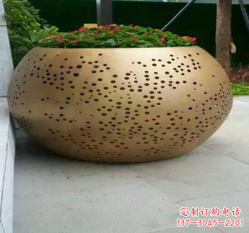 威海不锈钢户外花盆雕塑美观耐用的室外装饰