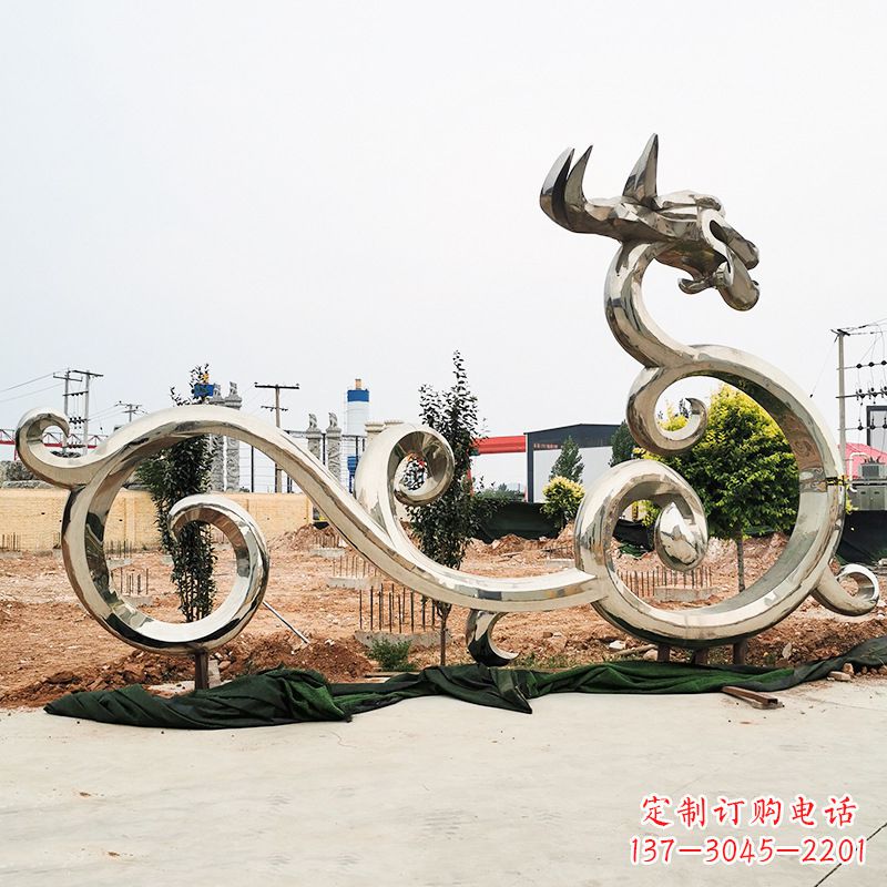 威海不锈钢花边龙形雕塑传承中华文化精髓