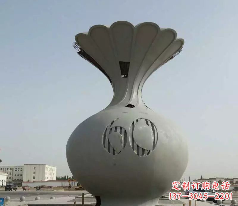 威海精美不锈钢花篮雕塑