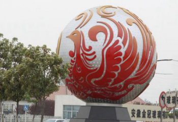 威海不锈钢凤凰浮雕圆球雕塑精美雕塑把艺术带到生活中