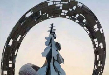威海不锈钢松树祥云雕塑