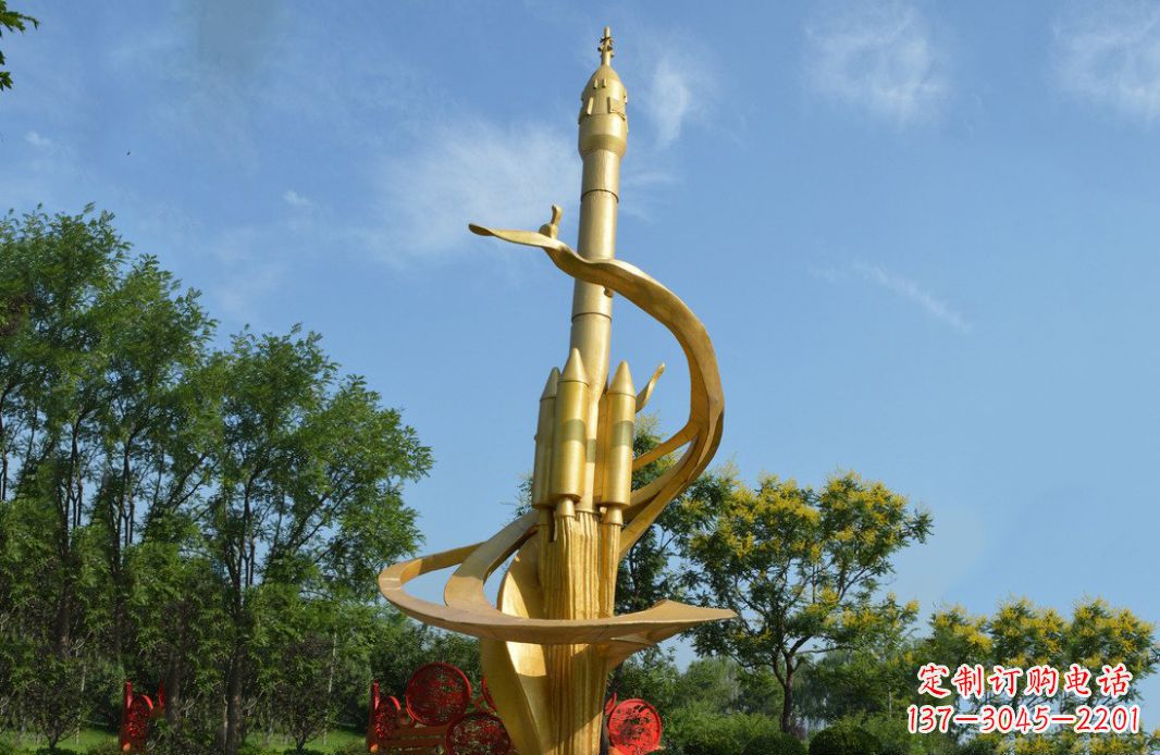 威海火箭飞向蓝天不锈钢火箭广场景观雕塑