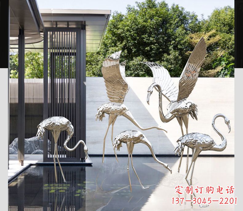 威海不锈钢火烈鸟展翅雕塑