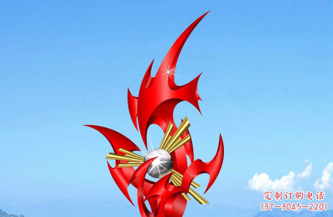 威海不锈钢火苗抽象景观雕塑给城市添彩