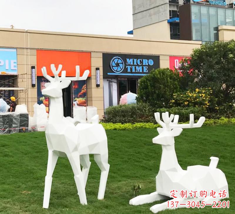 威海不锈钢几何动物小鹿雕塑